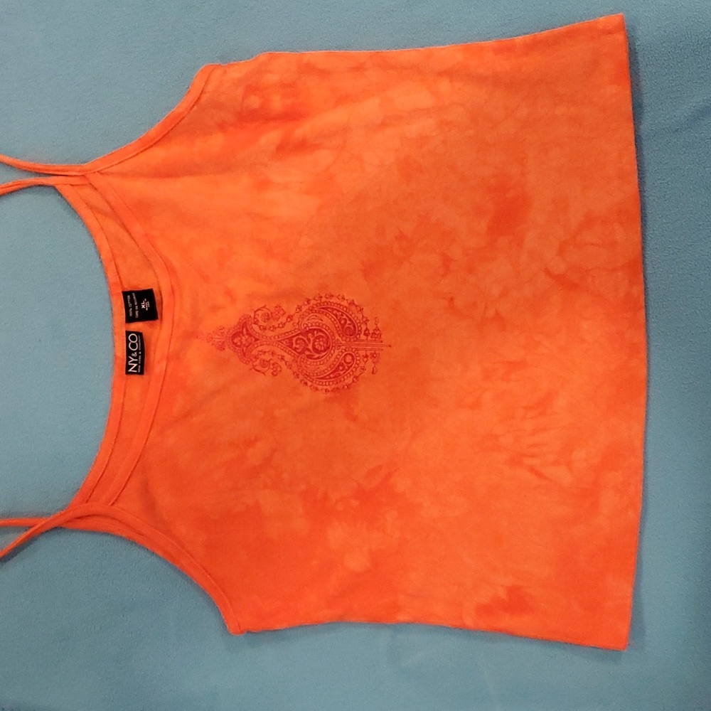 NY & Co. Bright Orange Tie-dyed Tank Too. Size XL.